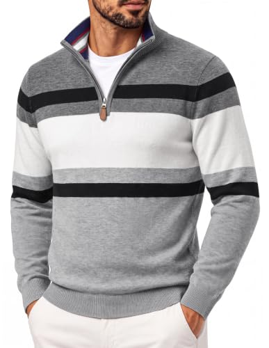 Men's Quarter Zip Pullover Sweater Casual Knit Top