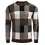 Men's Plaid Crew Neck Knit Sweater Long Sleeve Pullover