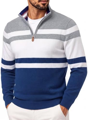 Men's Quarter Zip Pullover Sweater Casual Knit Top