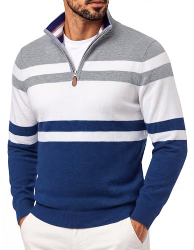 Men's Quarter Zip Pullover Sweater Casual Knit Top
