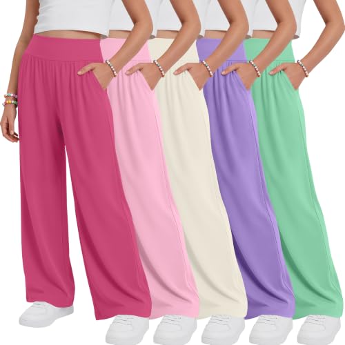 Girls' Wide Leg Pants 5-Pack Stretchy & Comfortable