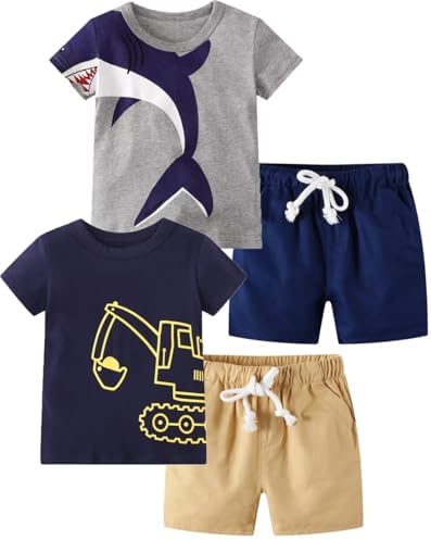 Toddler Boy Summer Shirt and Shorts Set for Ages 2-7