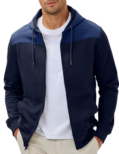 JMIERR Men's Lightweight Colorblock Zip Hoodie Jacket