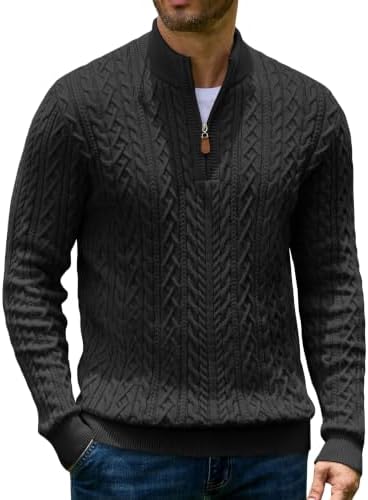 Men’s Quarter Zip Cable Knit Pullover Sweater