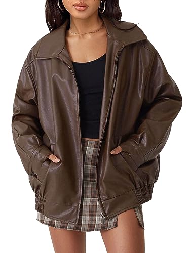 Women's Oversized Faux Leather Jacket for Fall & Winter