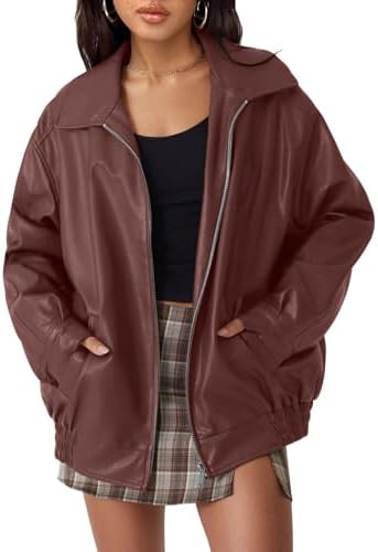 Women's Oversized Faux Leather Jacket for Fall & Winter