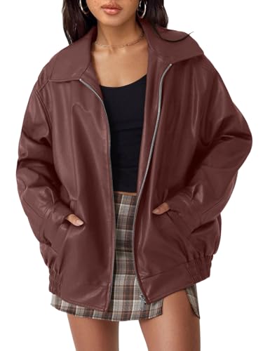 Women's Oversized Faux Leather Jacket for Fall & Winter