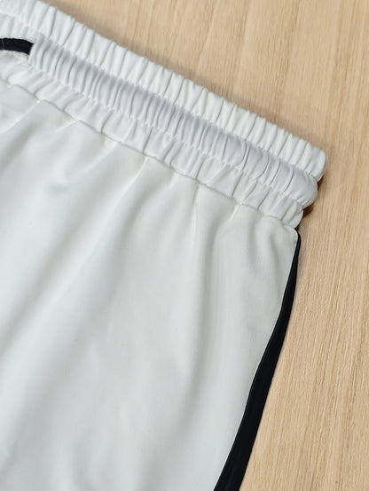 White Casual Suit with New York Letter Print for Spring/Summer