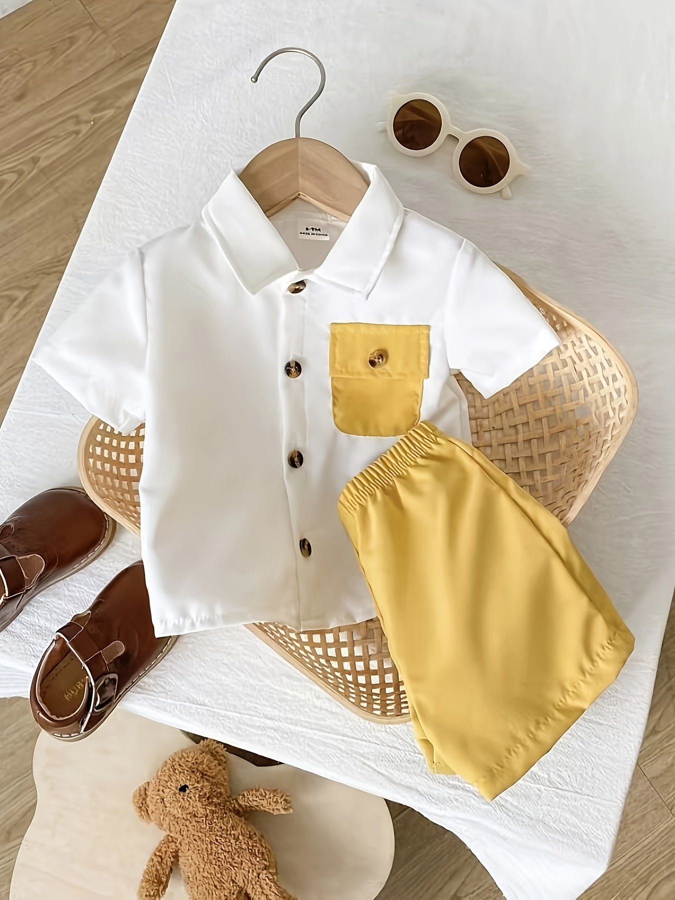 Boys' Casual Plaid Shirt & Shorts Set for Spring/Summer