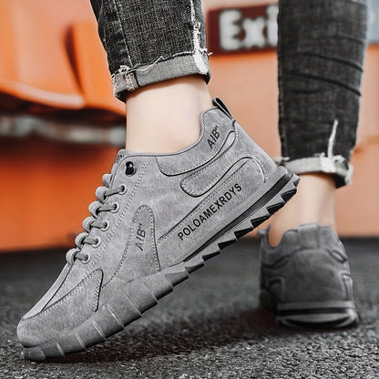 Men's Slip-On/Lace-Up Casual Shoes - All-Season Non-Slip Cushioned PVC Sole, Low-Top Athletic Sneakers Grey/ for Gym, Office, Everyday - Durable Canvas Upper  Non-Slip Grip Outsole, Grip Enhancing Footwear, Comfortable Lined
