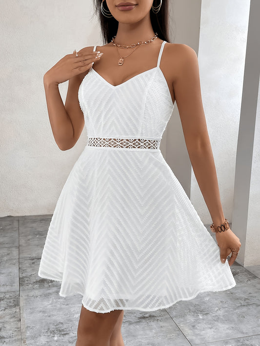 Elegant Lace-Up Waist-Cinching A-Line Dress for Spring/Summer