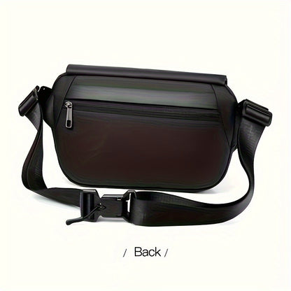 Men'S Sleek Black Crossbody Bag - Durable Oxford Material, Zippered Chest Bag with Adjustable Strap, Ideal for Commuting  Cycling, Trendy Shoulder Bag for Men, Cycling Bag Trendy Shoulder Bag Functional Design, Small Crossbo