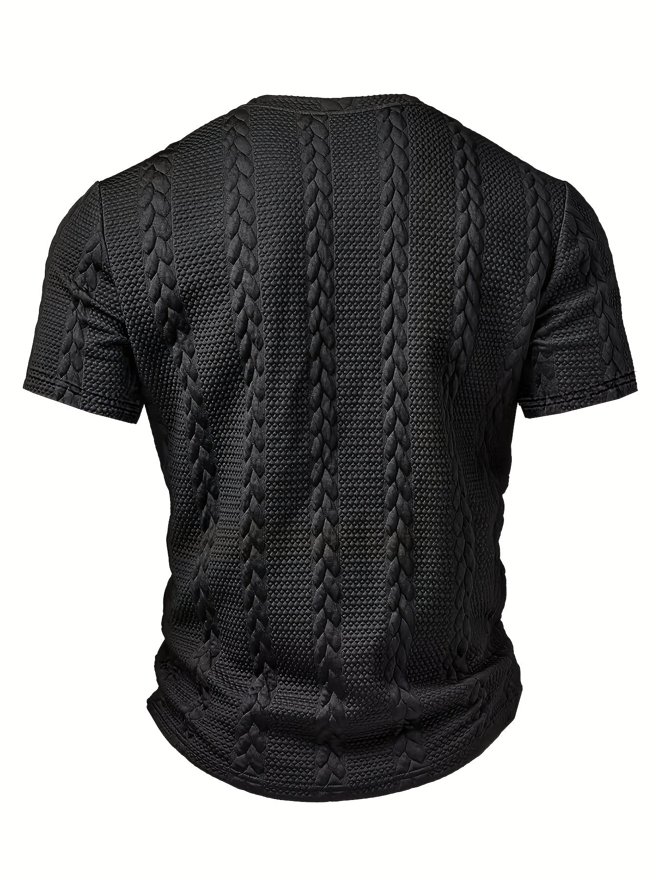 Men'S Fashion Knitted Shirt | Casual Crew Neck, Half Placket, Button Details, Short Sleeves, Solid Color with Slight Stretch Fabric - CLQWE - ayq