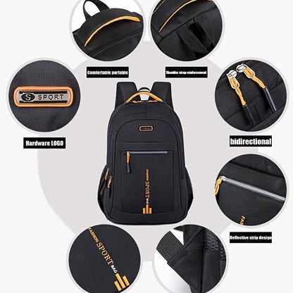 Unisex Large Capacity Travel Backpack - Durable Nylon Laptop Bag with Multiple Compartments, Business  Casual Style, Black with Green Accents, 60.96cm x 40.64cm x 8, Backpack for Travel