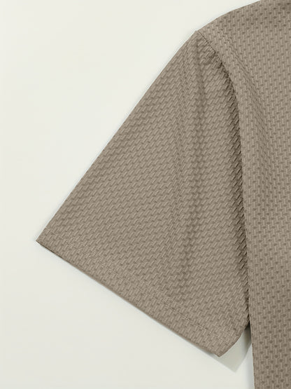 Men'S Summer Short Sleeve Polo Shirt, Soft Logo Fabric, Breathable Lightweight Casual Business Casual, Geometric Pattern, Lapel Collar, Medium Stretch, Regular Fit, Button Detail, Outdoor and Office Wear, Comfortable Everyday - ayq