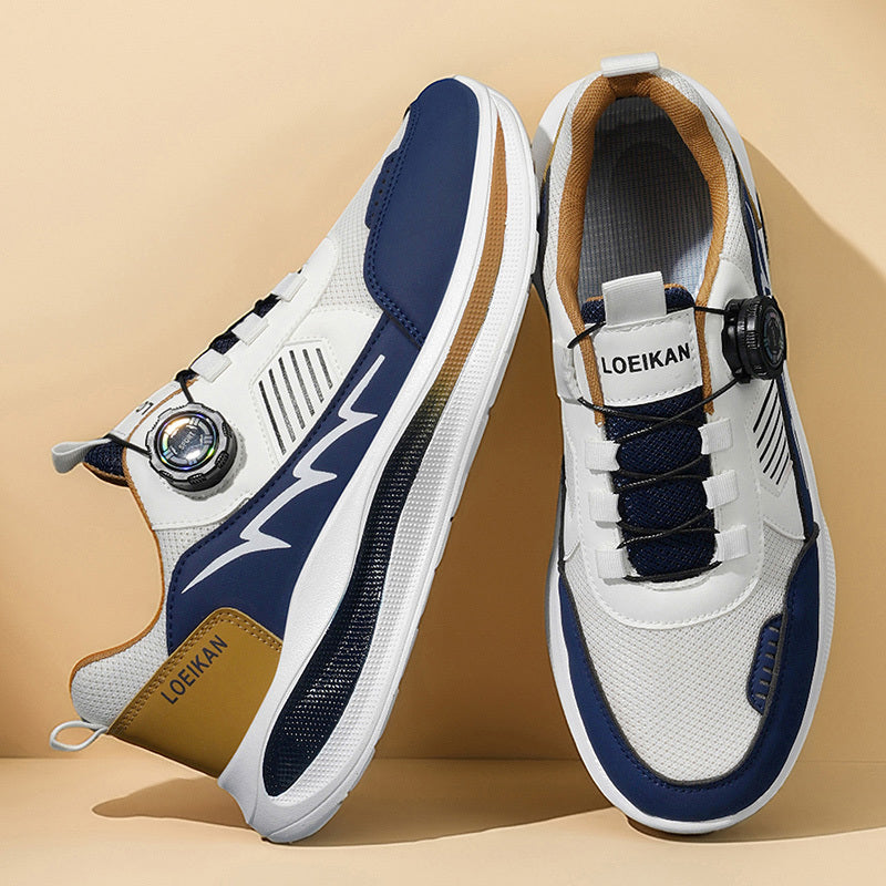 Men's Low-Top Casual Sneakers with Twist Buckle Design