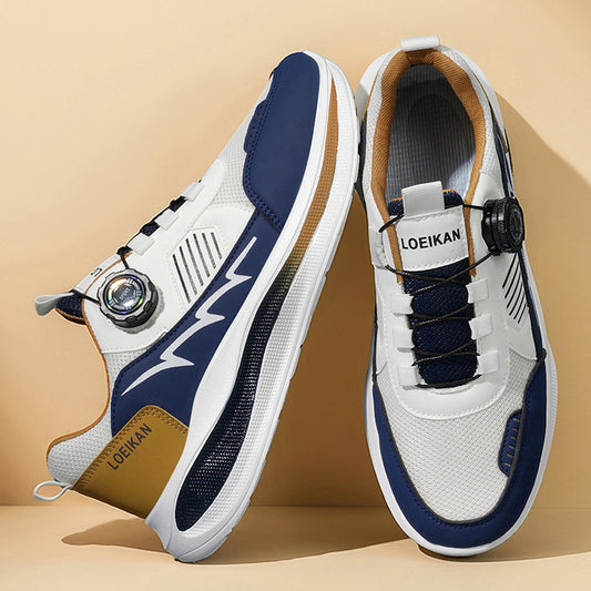Men's Low-Top Casual Sneakers with Twist Buckle Design