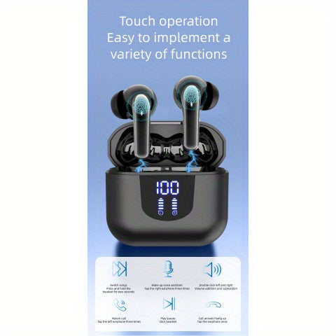 Wireless Headphones, Wireless 5.3 Earbuds, 13mm Speaker, 30H Playtime, Type-C Fast Charging Box, Stereo Wireless In-Ear Headset, Suitable for iPhone and Android In-Ear Headsets, Gaming Business Sports Headphone Mic