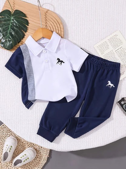 Baby Boy 2-Piece Casual Short Sleeve Top & Long Pants Set