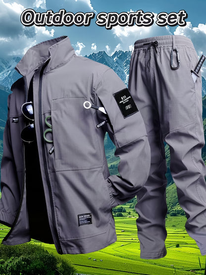 Men's Outdoor Softshell Jacket & Cargo Pants Set for Spring/Fall