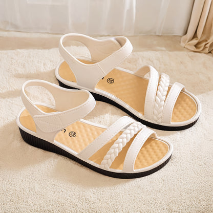 Women's Elegant Roman Sandals - Adjustable Strap Non-Slip Platform Sandals, Cushioned EVA Insole  Arch Support - Low Heel Everyday Shoes for Women, Moms, Beach, Office, Formal Events - Available in White/Black/Brown/ - All-S