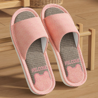 Unisex Cozy Linen Slip-On Slippers with Anti-Slip EVA Sole
