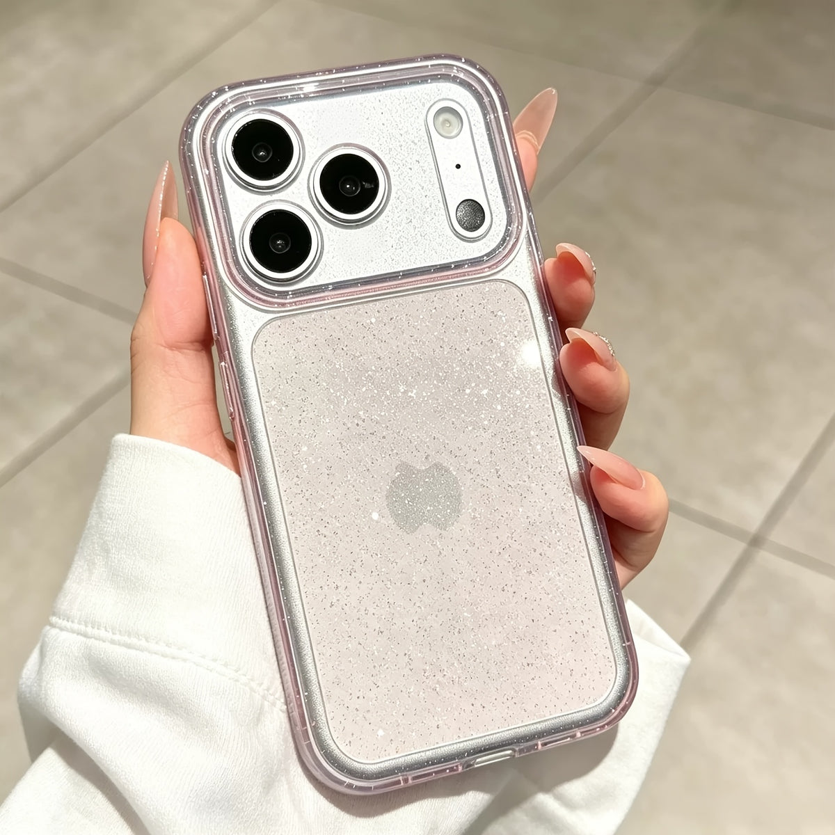 Luxury Clear Glitter Silicone Phone Case with Full Lens Protection for