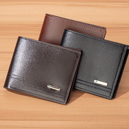 Men's Sleek Lychee Pattern Wallet - Large Capacity, Multi-Card Holder with Soft Faux Leather - Perfect for Christmas & Valentine's Day Gifts