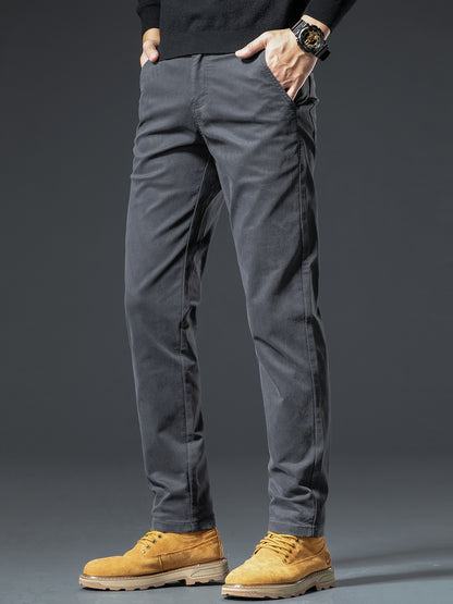 Men's Slim Fit Cotton Stretch Straight-Leg Pants for Spring & Fall