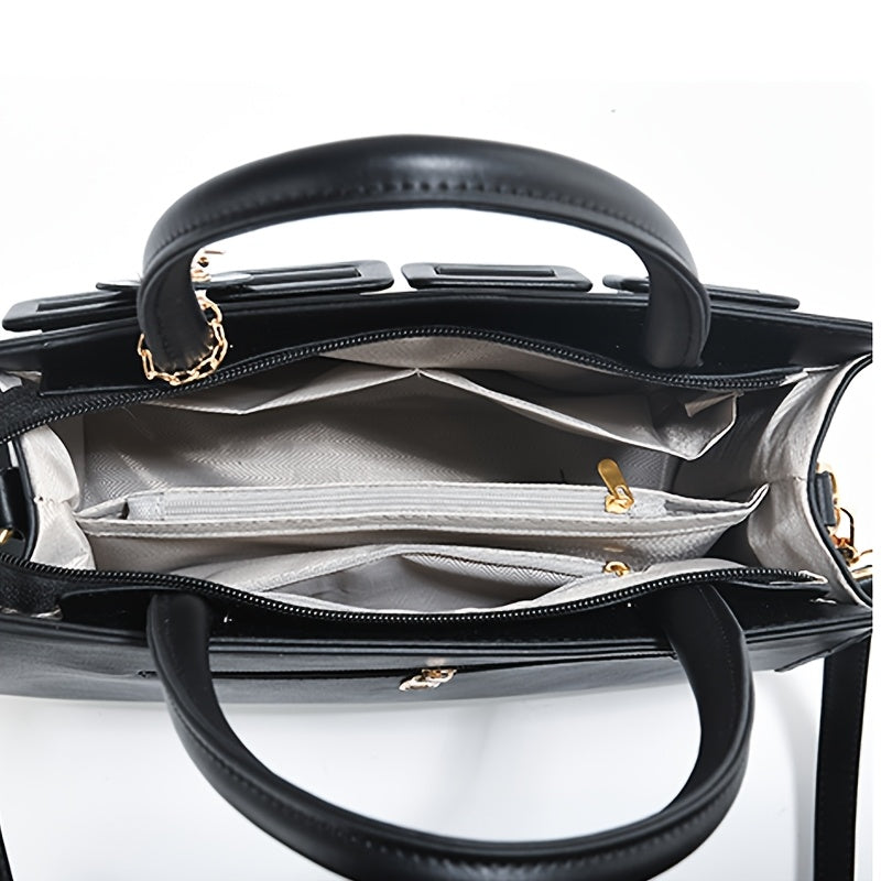 Women’s Faux Leather 2-Piece Bag Set - Crossbody & Tote