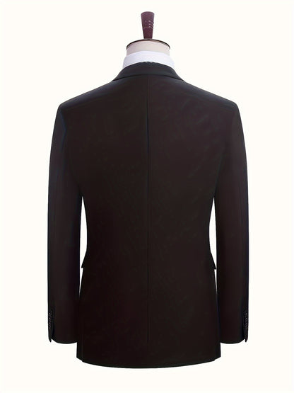 Men's Solid Color Work Suit Set with Vest and Pants