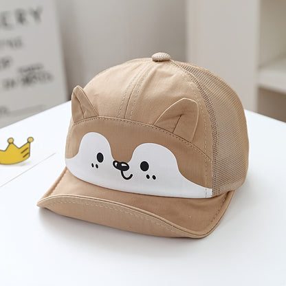 Baby Soft Brim Baseball Cap with Puppy Print for 1-3 Years