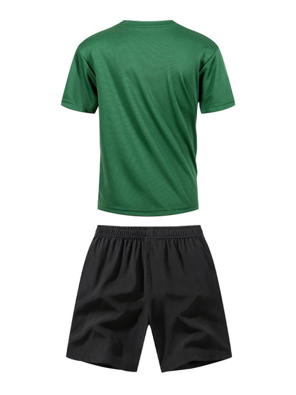 Boys' Quick-Dry Summer Shirt & Shorts Set with Reflective Strips