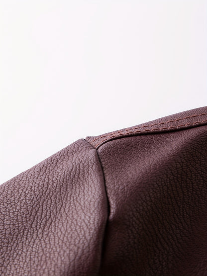 Men's Heavy-Duty Jacket - Thick Collar & Zippered Pockets, Brown/, Motorcycle-Ready Workwear Coat for Construction, Commuting - Non-Stretch Exterior & Polyester Lining - Autumn/Winter Outerwear, Casual Workwear, Embroidered D