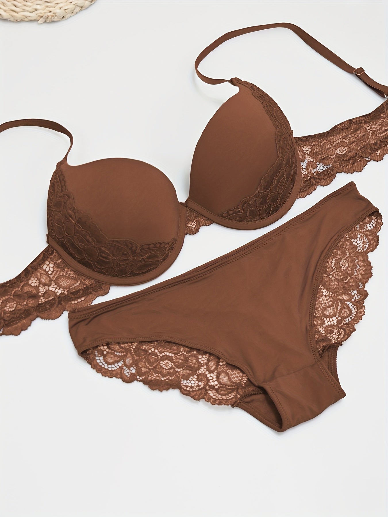 Sexy Solid-Color Lingerie Set with Underwire Bra & Lace Briefs