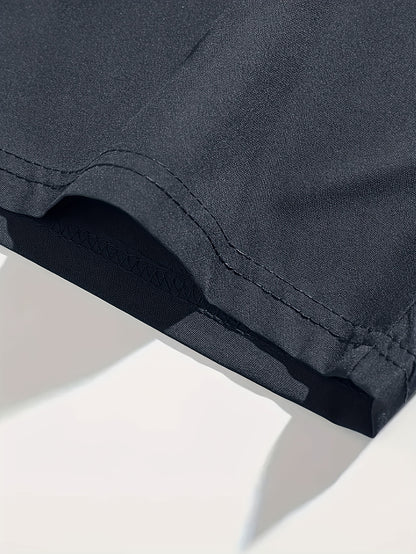 Men's Quick-Dry Polyester Swim Trunks with Zipper Pockets