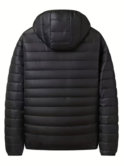 New Men'S Hooded Jacket, Thick And Warm Outerwear, Suitable for Outdoor Sports, Climbing, And Casual Wear in Winter. Features a Ribbed Design, Full Zipper Closure, And a Easy Yet Stylish Look