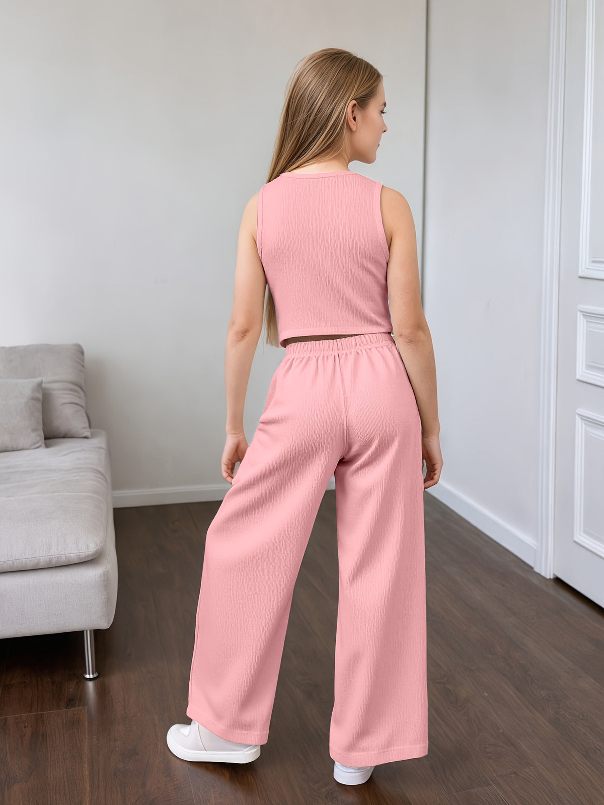 Girls' Summer Casual Set: Vest and Wide-Leg Pants Outfit