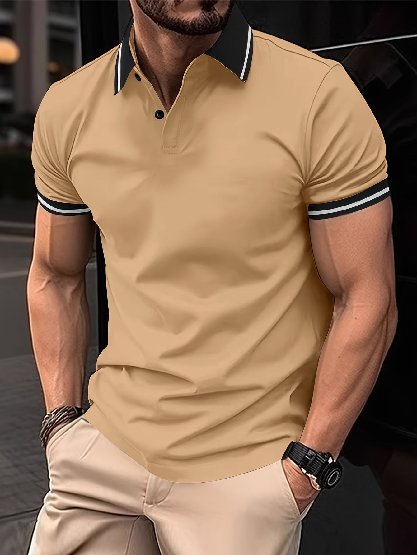 A Breathable And Fitted Golf Shirt, Men'S Casual V-Neck Short-Sleeve T-Shirt, Summer Men'S Apparel - ayq