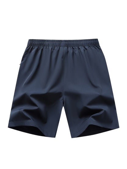 Men'S Ice Sliky Fiber Fabric Running Shorts - Breathable, Wrinkle-Resistant Athletic Shorts with Drawstring Waist & Zipper Pockets for Gym, Tennis, Skateboarding, Yoga, Gym Shorts, Yoga Apparel, Sporty Style, Antislip Constru