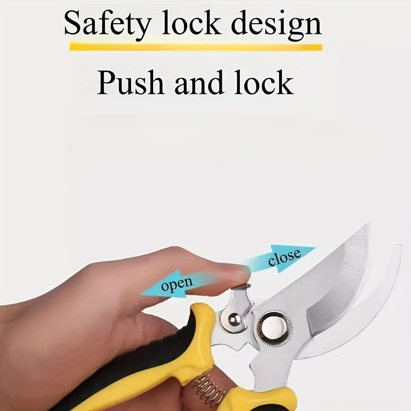 Heavy-Duty Professional Stainless Steel Pruner with Comfort Grip, Multi-Functional Garden Shears and Secateurs - Non-Slip Ergonomic Design for Effortless Spring Assisted Opening & Closing; Sharp Blades Cut Thick Branches With - ayq