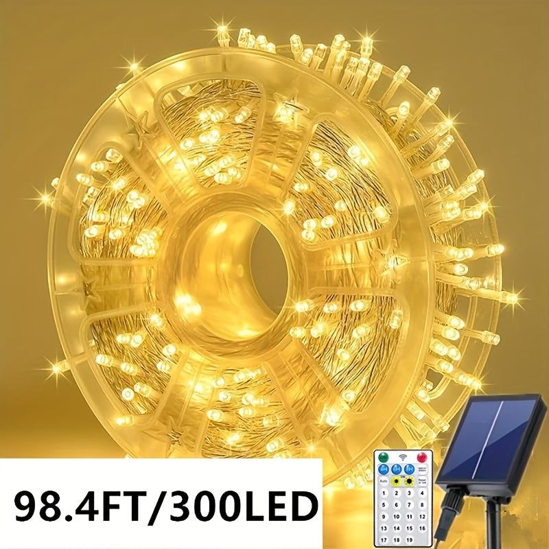 Solar Remote Control 19 Modes Outdoor Festival Party Decorations Garden Corridor Decoration Christmas Halloween Lights Wedding Proposal Scene New Year Decoration