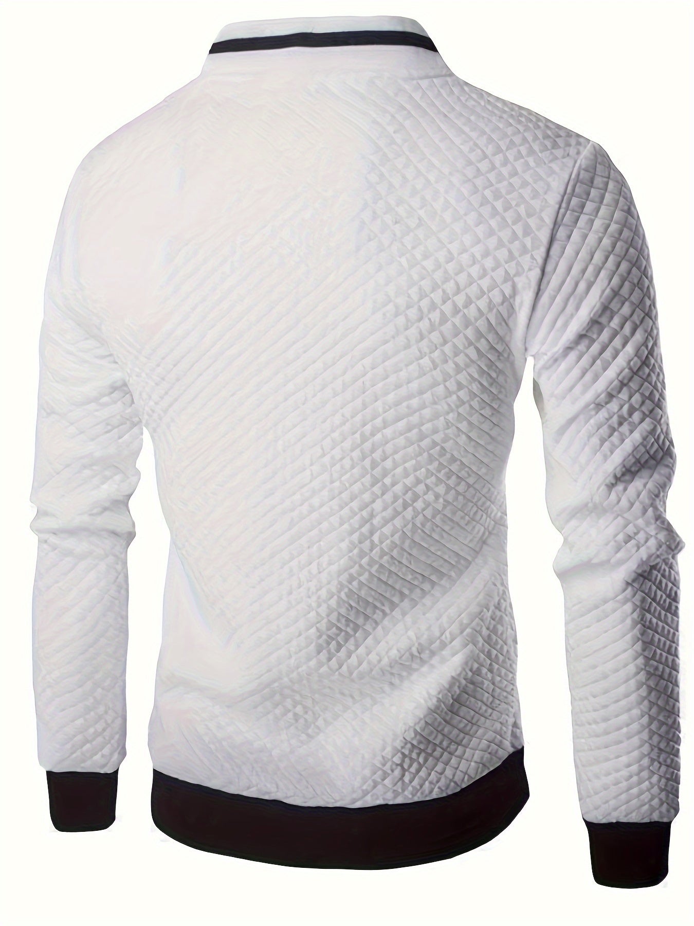 [Lightweight Design] Men's Navy Blue Varsity Jacket with Golden Embroidery - Casual Zip-Up Baseball Coat for Fall/Winter, Quilted Polyester Fabric, Loose Fit, Machine Washable