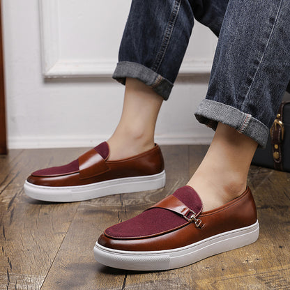 Men's British Style Loafers Casual Patchwork Slip-On Shoes