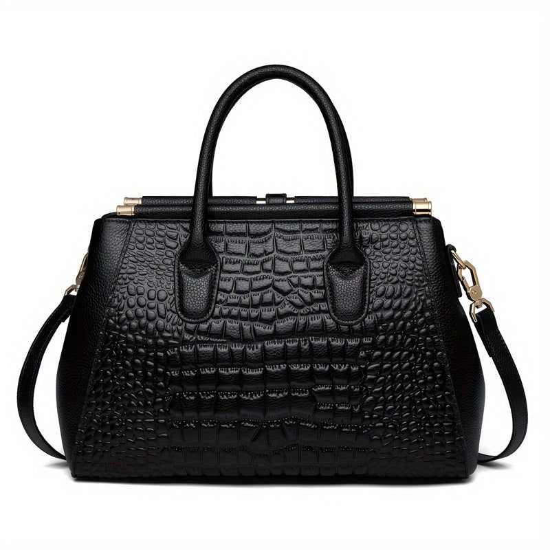 Women's Genuine Leather Crocodile-Pattern Crossbody Bag