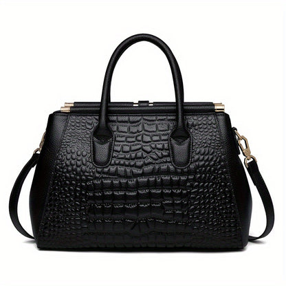 Women's Genuine Leather Crocodile-Pattern Crossbody Bag