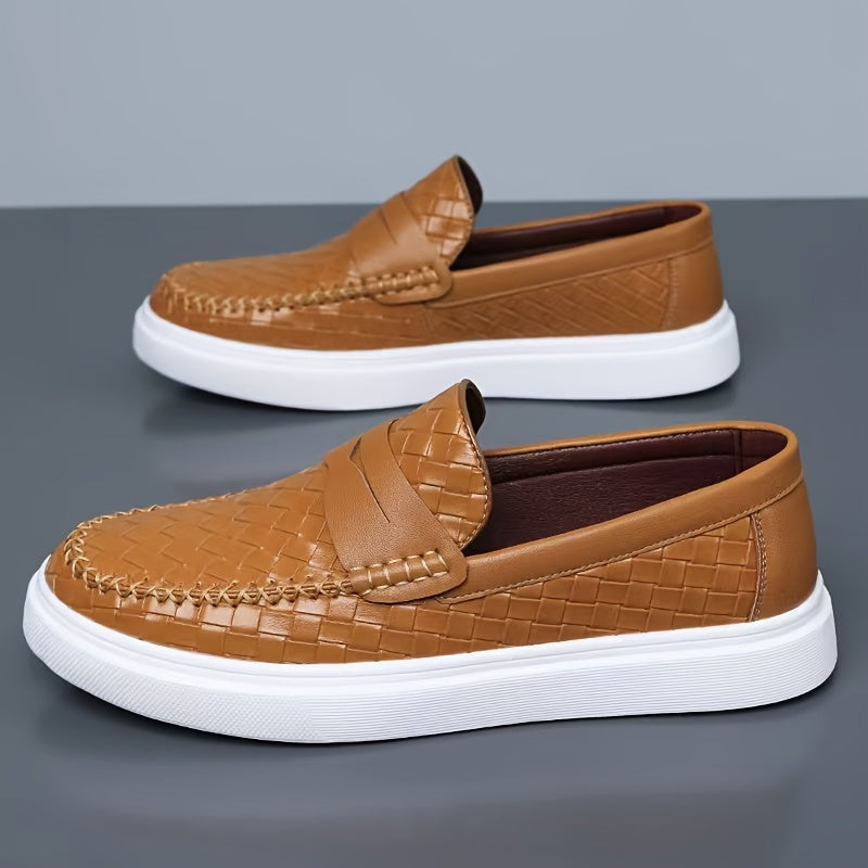 Men's Casual Slip-On Oxford Shoes with Thick Rubber Sole