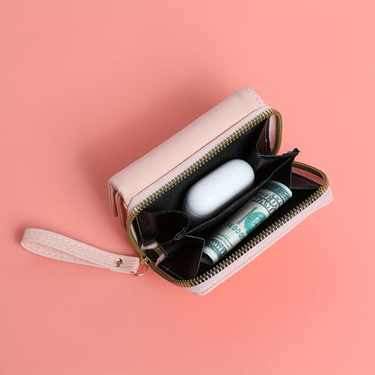 New Women'S Short Wallet, Cute Korean-Style Heart-Shaped, Large Capacity with Multiple Card Slots, Trendy Tri-Fold Design.