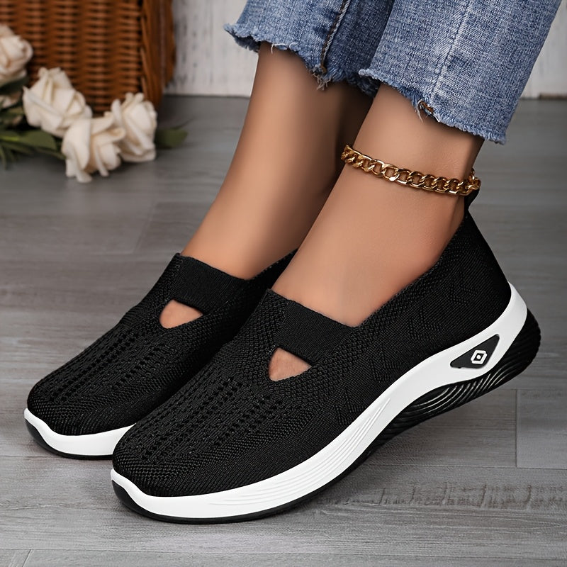 Women’s Lightweight Knit Sneakers with Cut-Out Design, All-Season
