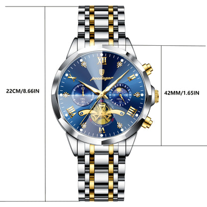 Men's Stainless Steel Business Watch with Luminous Chronograph